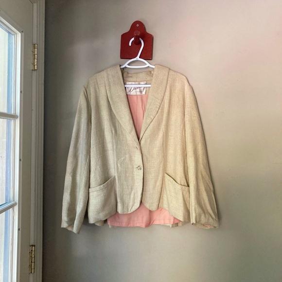 Vintage Dunn's Tan Oversized Blazer M-L - Picture 2 of 7